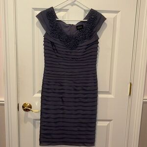 Adrianna Papell Gray Ruffle Dress